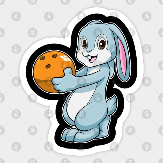 Rabbit at Bowling with Bowling ball Sticker by Markus Schnabel